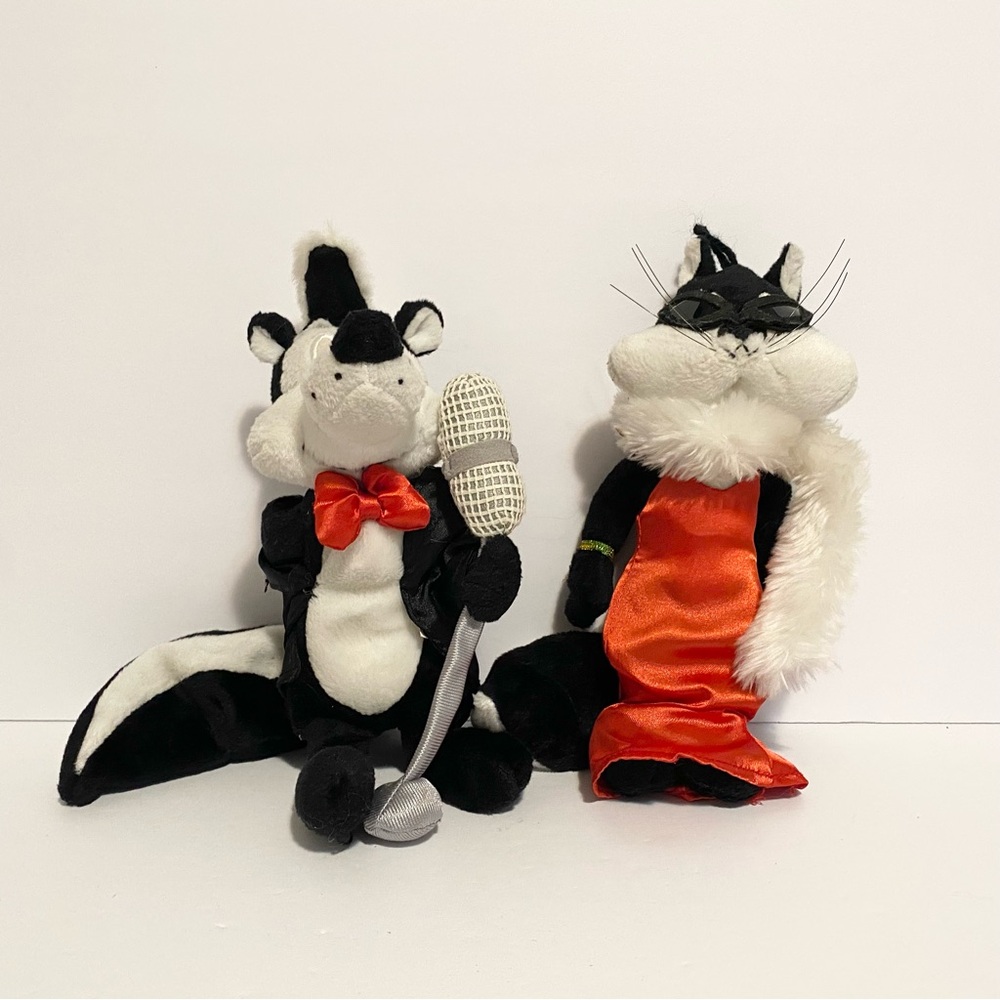 Looney Tunes Hollywood Skunk Pepe Le Pew Penelope Bean Bag Plush Set Lot 2001